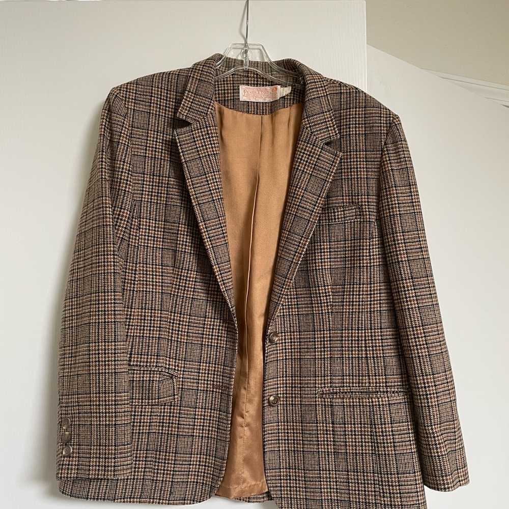 Pendleton Tan and Brown Wool Blazer